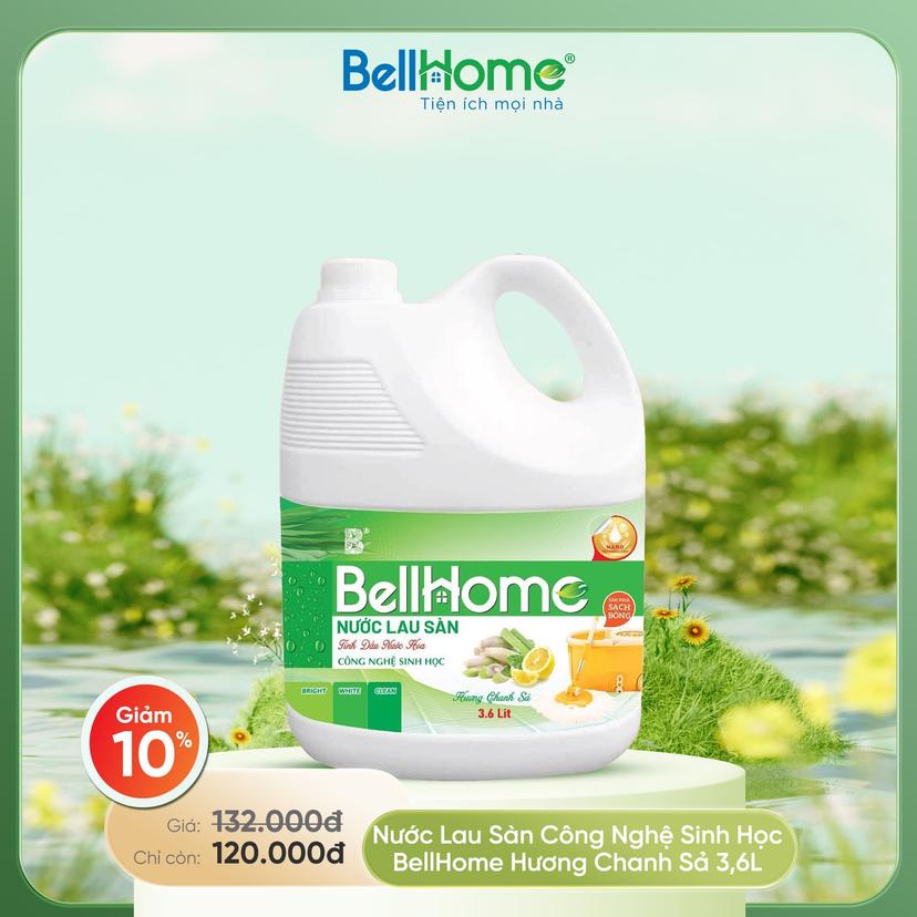 Nước Lau Sàn Công Nghệ Sinh Học Bell Home Hương Chanh Sả 3,6L