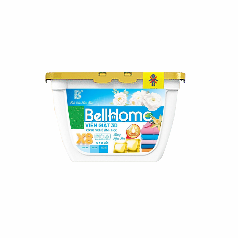 Viên Giặt 3D Công Nghệ Sinh Học Bell Home 25 Viên Trắng