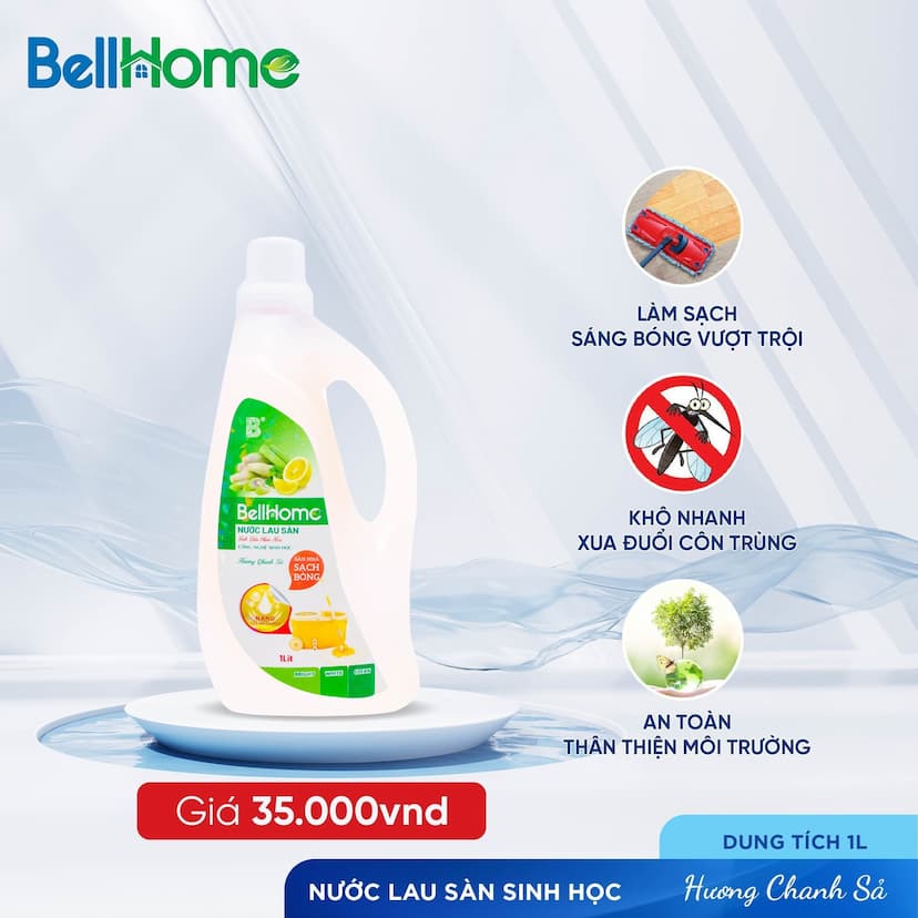 Nước Lau Sàn Công Nghệ Sinh Học Bell Home Hương Chanh Sả 1L