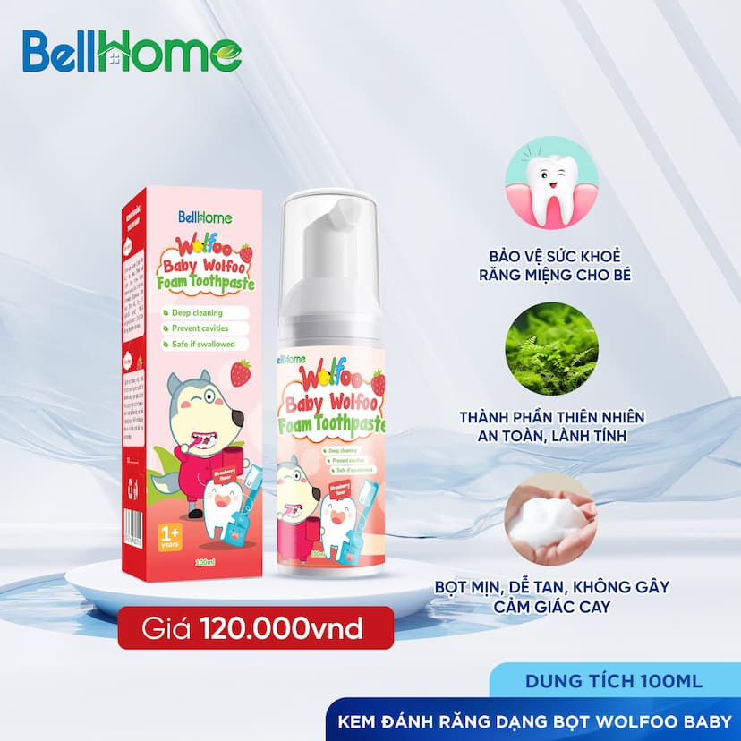 Kem Đánh Răng Dạng Bọt Wolfoo Baby 100ml