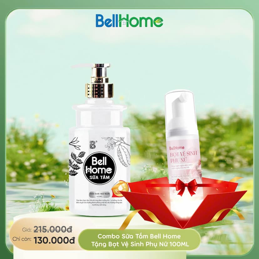 Combo Sữa Tắm Công Nghệ Sinh Học Bell Home Tặng Bọt Vệ Sinh Phụ Nữ 100ML