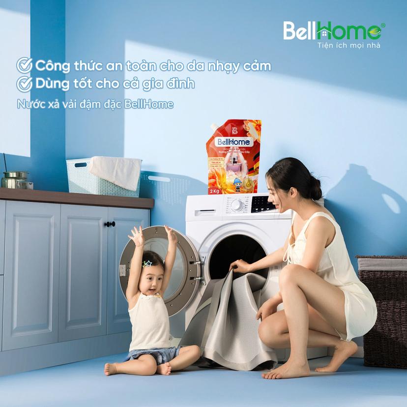 Túi Nước Xả Vải Bell Home Đỏ Hương Nước Hoa Tinh Tế 2KG